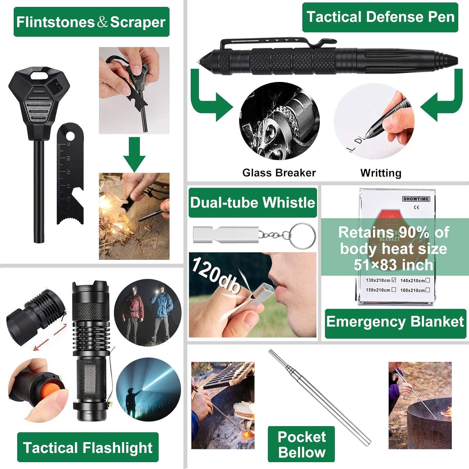 Gifts for Men Dad Husband, Survival Gear and Equipment Kit 30 in 1, Cool Gadget Tactical First Aid Supplies Tool Kit for Outdoor Emergency Camping Hiking Fishing Hunting