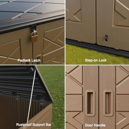 KINYING Horizontal Outdoor Storage Shed,47 Cu.ft Resin Outdoor Storage Cabinet Waterproof for Garden/Patio/Backyards