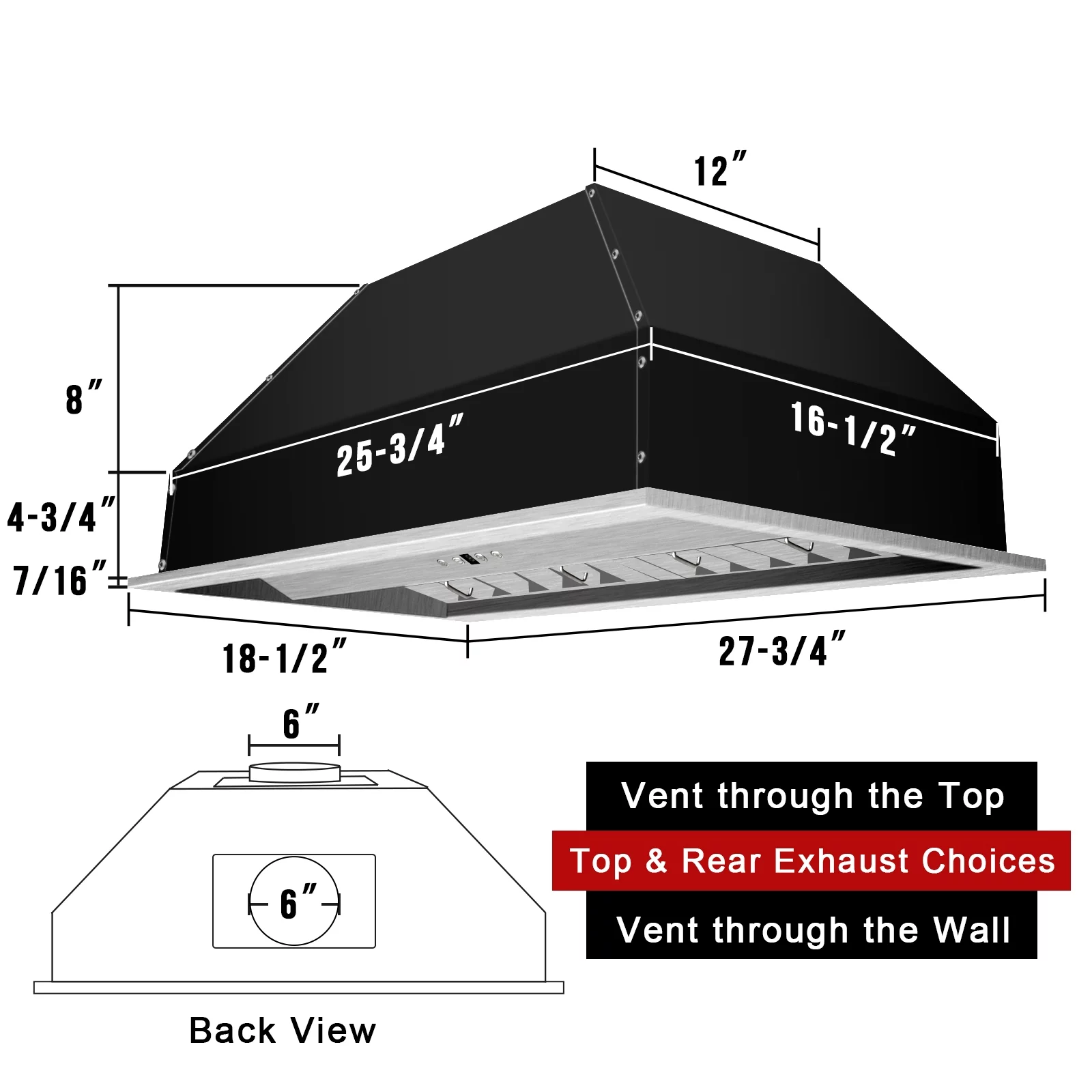 30 Inch Range Hood Insert, Ultra Quiet Stainless Steel Ducted Insert/Built-in Kitchen Vent Hood with Powerful Suction, Dimmable LED Lights and Dishwasher Safe Filters, 600 CFM