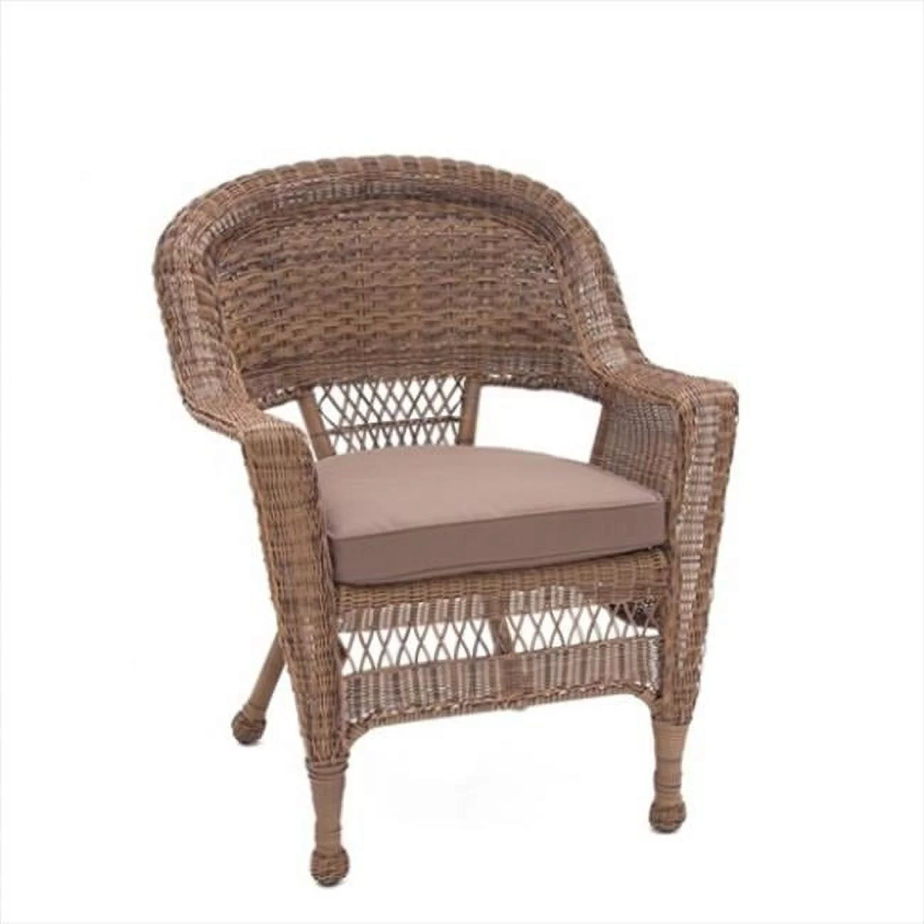 Jeco W00201-4-C-FS007-CS Espresso Wicker Chair with Brown Cushion - Set of 4 - Curated Treasures Market