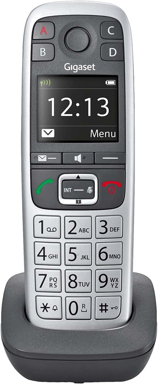 Gigaset E560A – Cordless Phone for Seniors with Answering Machine and SOS Key, Brilliant Sound Quality and Volume Amplification - Made in Germany (Platinum, Pack of 1)