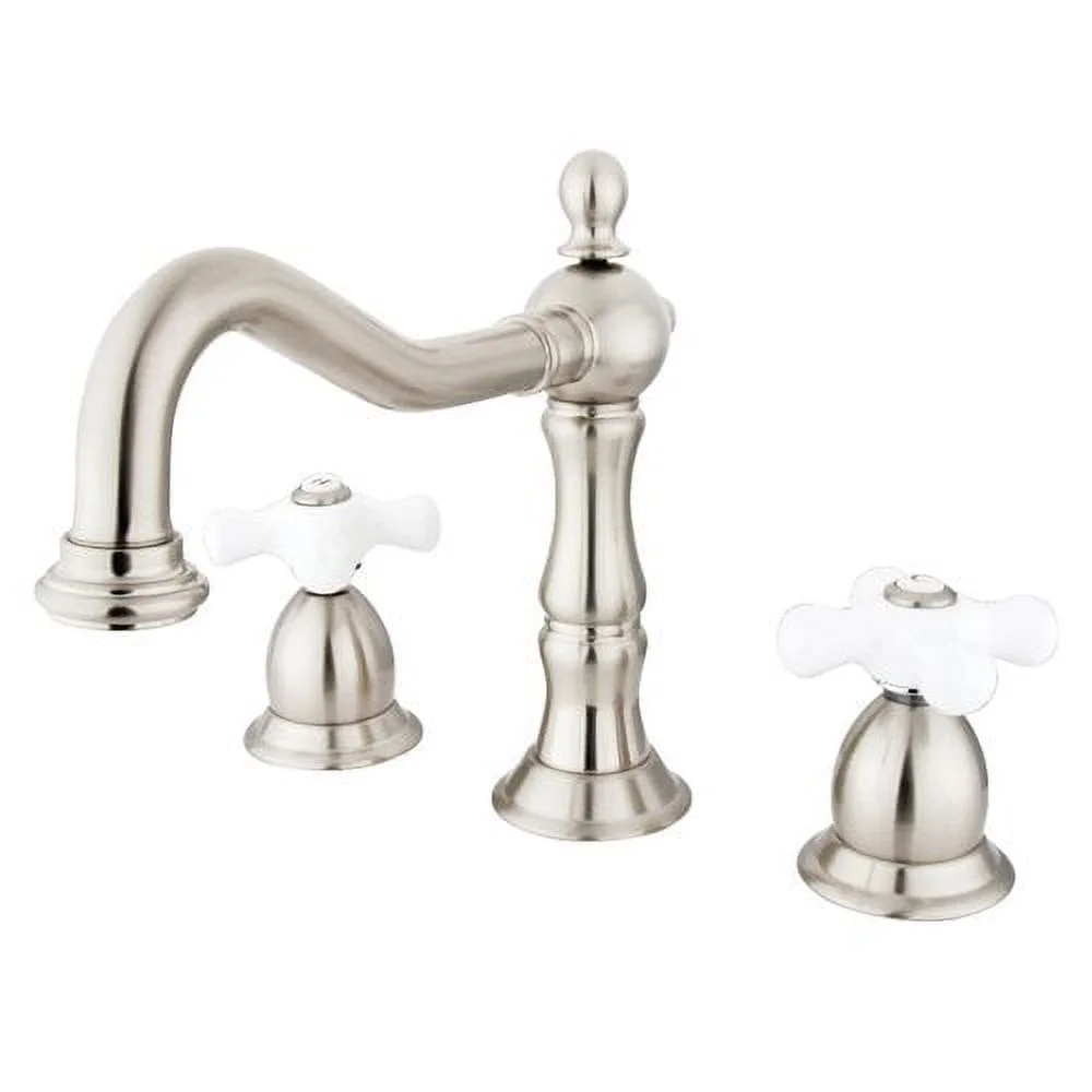 Baltimore Widespread Bathroom Faucet with Double Porcelain Cross Handles, Chrome