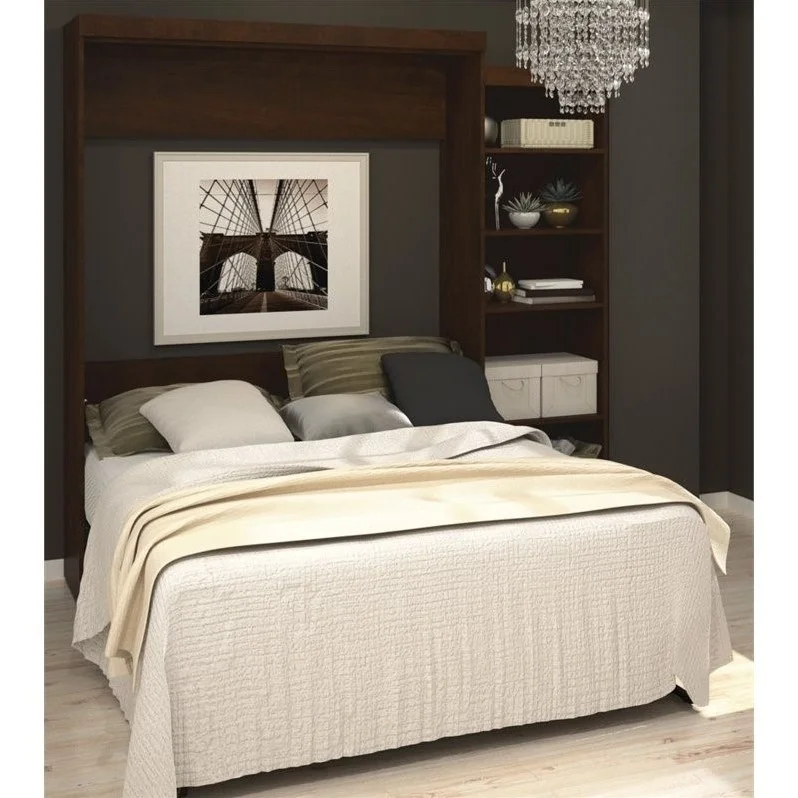 Atlin Designs 90" Queen Wall Bed with Storage in Chocolate