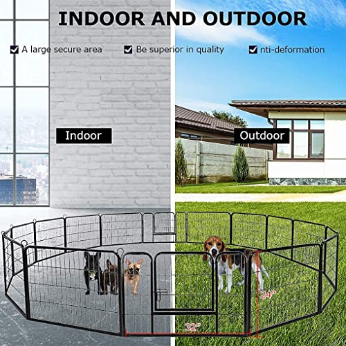 BestPet Dog Playpen Indoor 40 inch 16 Panels Metal Dog Pen Pet Dog Fence Outdoor Exercise Pen with Doors,Pet Puppy Playpen for RV Camping Yard, Black