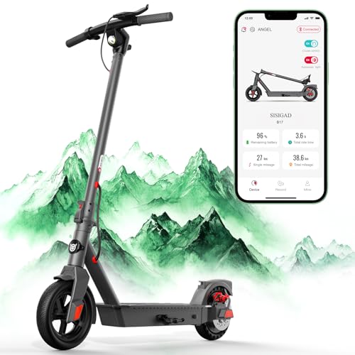 SISIGAD Electric Scooter Adults 10" Tires, 600W Peak Motor, Max 22 MPH Speed, 30 Miles Long Range, Portable Folding E-Scooter for Commuting with Dual Brakes, LCD Display APP Control