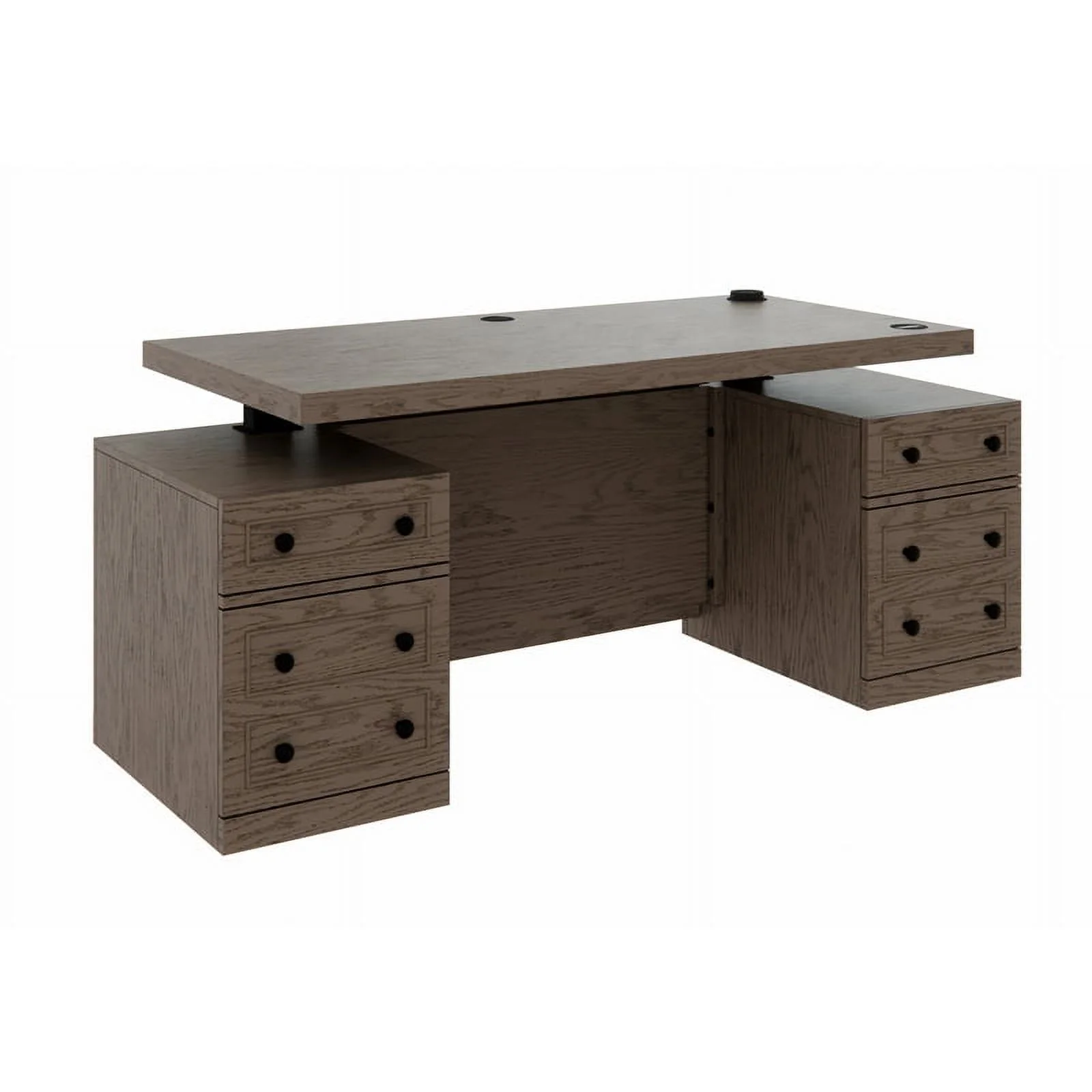 RoomAndLoft Wood Adjustable Height Sit-Stand Storage Desk with Drawers in Gray