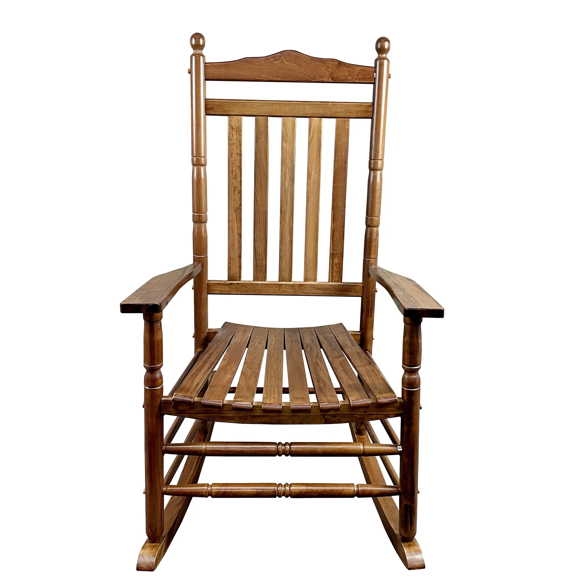 Traditional Wooden High-Back Rocking Chair for Porch Oak