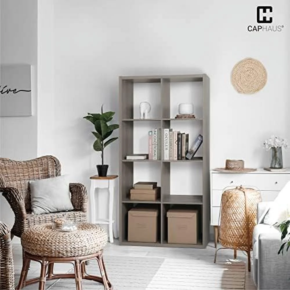 HOOMHIBIU 13-Inch Cube  Organizer   with Extra Thick Exterior Edge  Room Open   Divider  Bookcase  6-Cube / 8-Cube / 9-Cube  Colors Available in Rustic Grey Oak and White