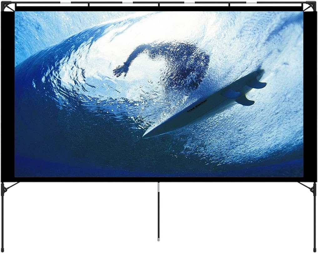 Outdoor Projector Screen - Foldable Portable Outdoor Front Movie Screen, Setup Stand, Transportable Full Set Bag for Camping and Recreational Events,80 Inch by Vamvo
