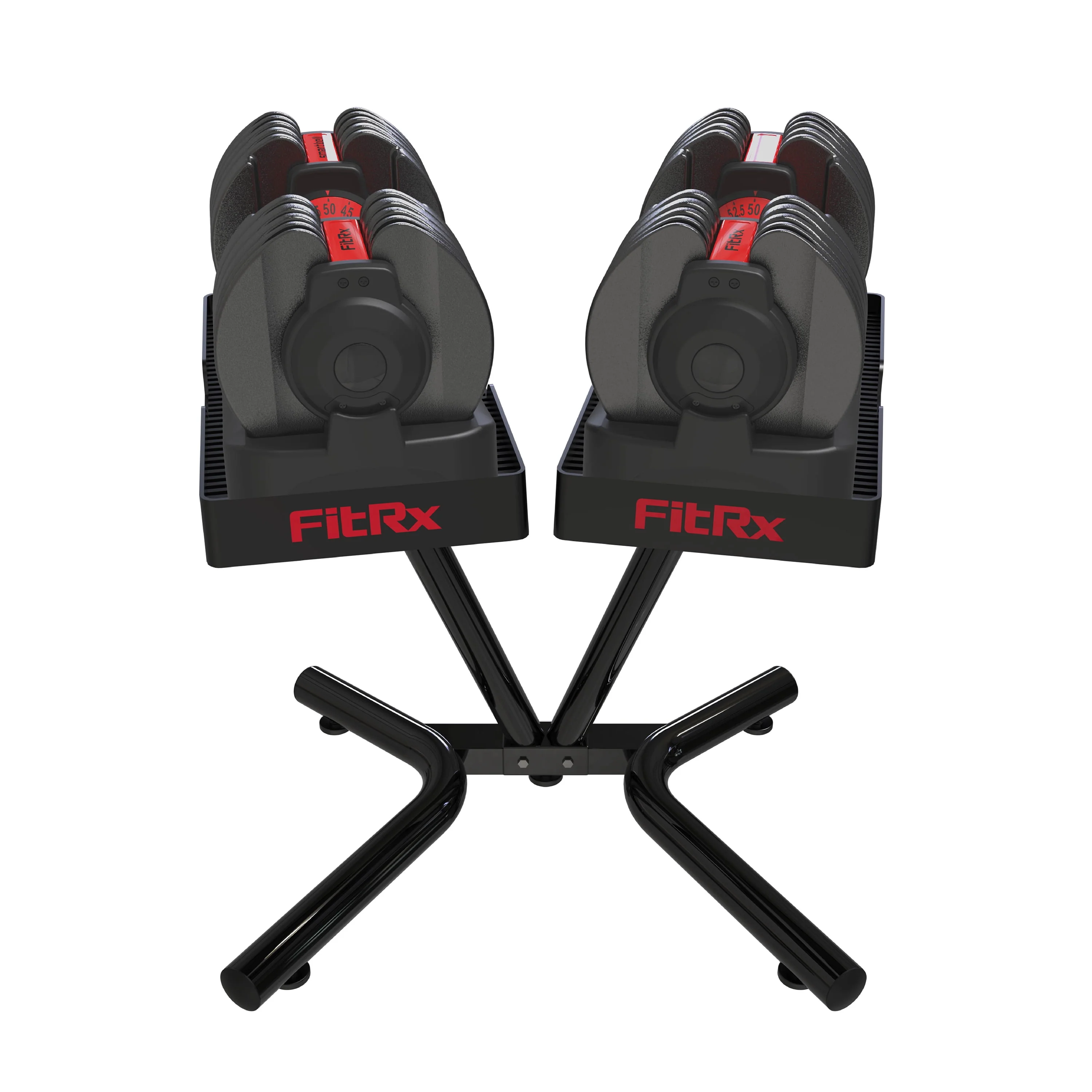 FitRx SmartBell, Quick-Select Adjustable Dumbbell, 5-52.5 lbs. Weight, Black, Single
