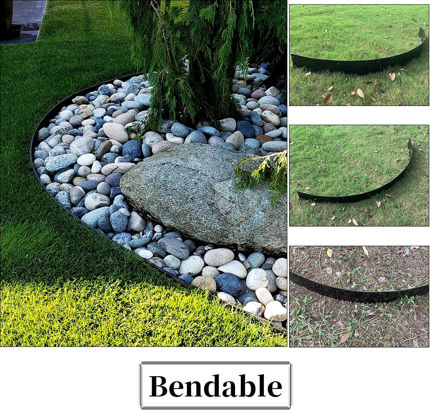 CXRCY Steel Landscape Edging 4 Pack 40 inch Length, 6.4 inch Depth Hammer-in Steel Edging Border for Landscaping Lawn Garden Metal Edging Pack of 2