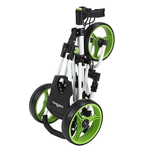 Caddymatic Golf X-Lite One-Click Folding Pull Push Cart White Green