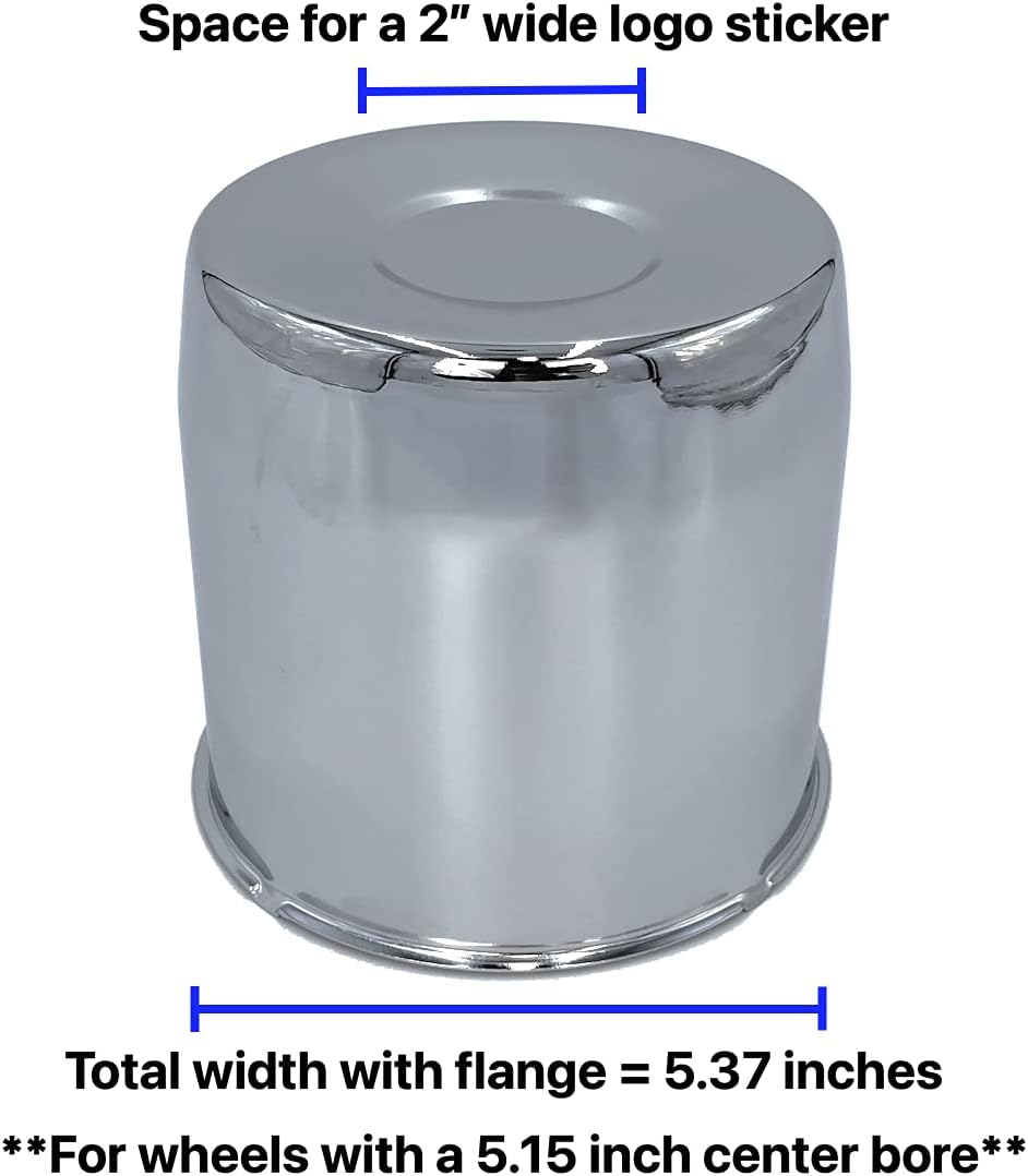 4 Chrome 5.15 Push Through Center Caps for Auto, Truck, Trailer Wheels and Rims