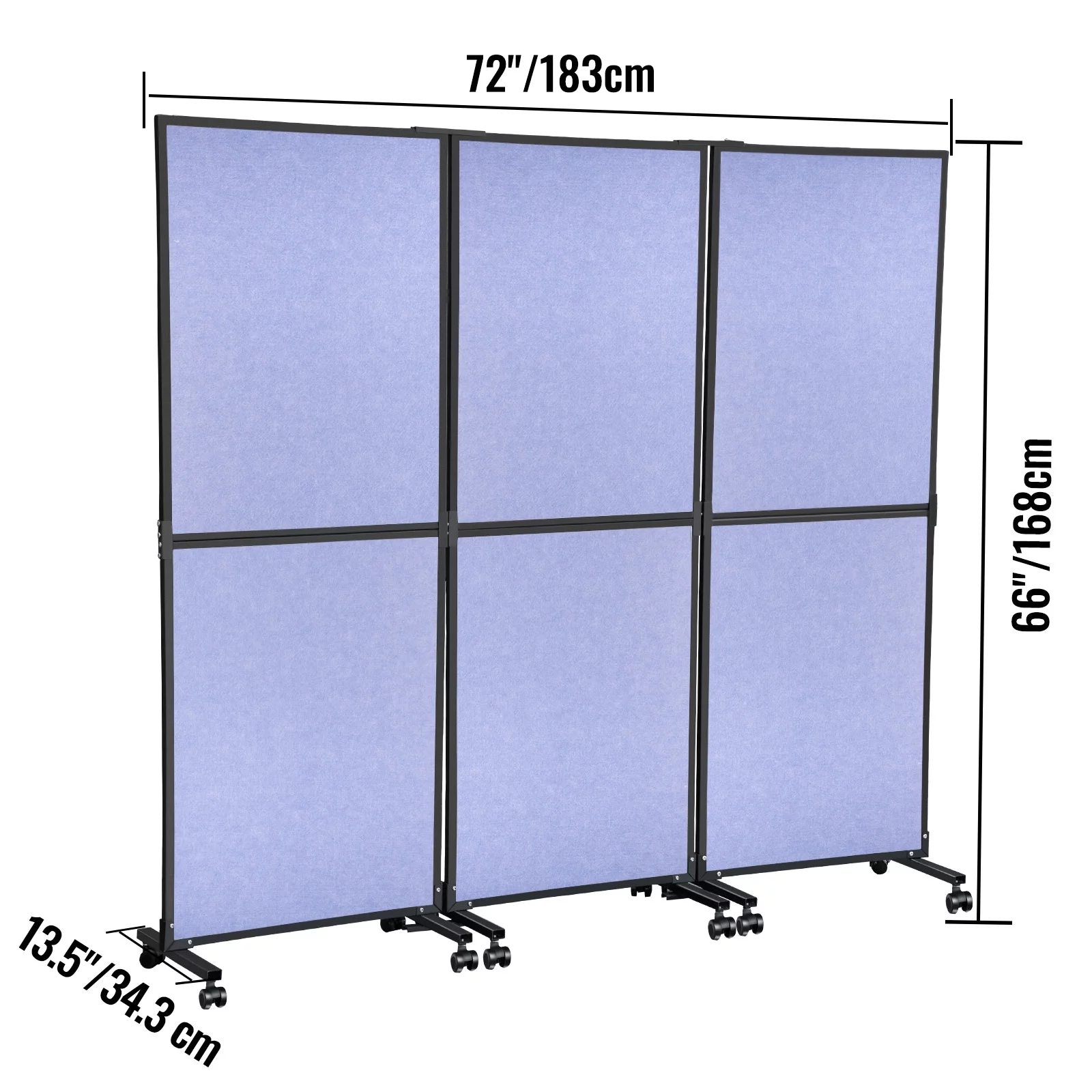 VEVORbrand Office Partition 72" x 66" Room Divider 3 Pack Office Divider Wall Blue Office Dividers Partition Wall Polyester & 45 Steel Cubicle Wall Reduce Noise and Visual Distractions