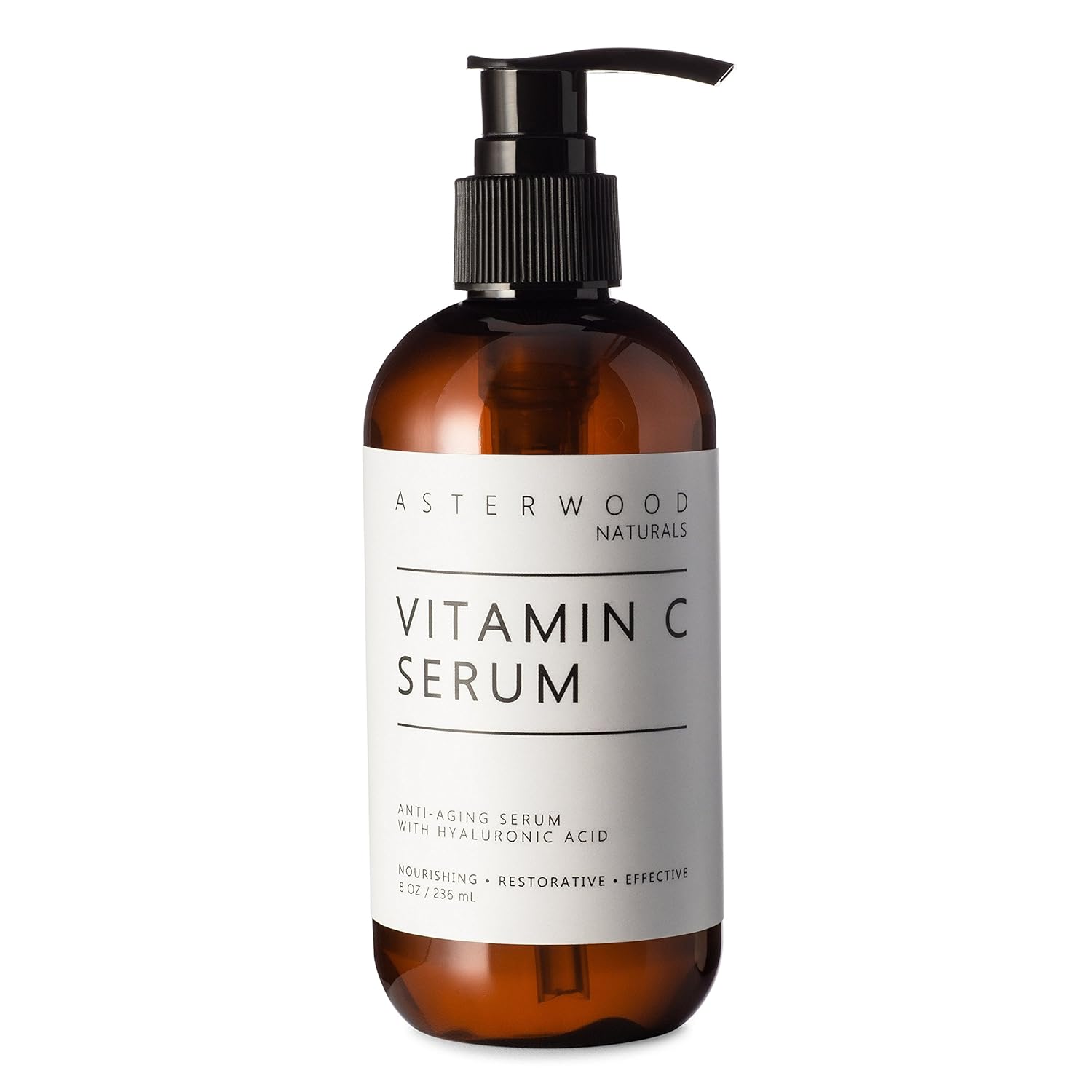 Asterwood Naturals Face Serum Vitamin C with Hyaluronic Acid, Anti Aging, Anti Wrinkle, Vitamin C Serum for Face Dark Spots, Eye Serum, Facial Skin Care Products, Classic Formula Pump Bottle (8 oz) Pack of 2