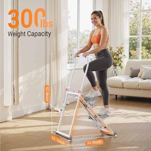 MERACH Stair Stepper for Home Gym Exercise, New Version Vertical Climber Machine for Full-Body Workout, Compact Folding Cardio Exercise Climber with Extended Step Range, Adjustable Handlebar & Pedals