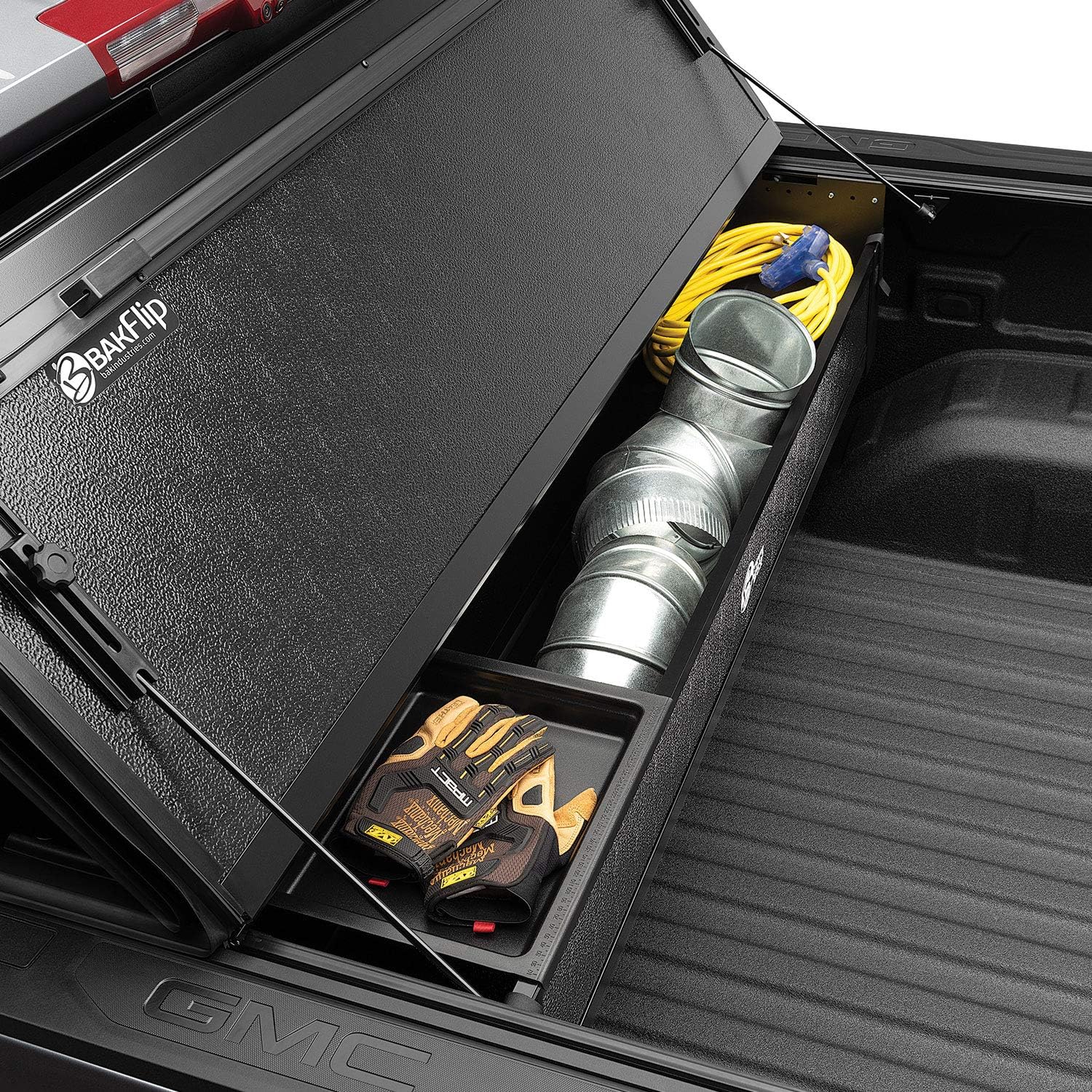 BAK BAKBox 2 Fold-Away Utility Box | 92120 | Fits 2014 - 2022 Chevy/GMC Silverado/Sierra (w/o CarbonPro Bed) 1500, 2015-21 2500/3500HD All Beds , Black