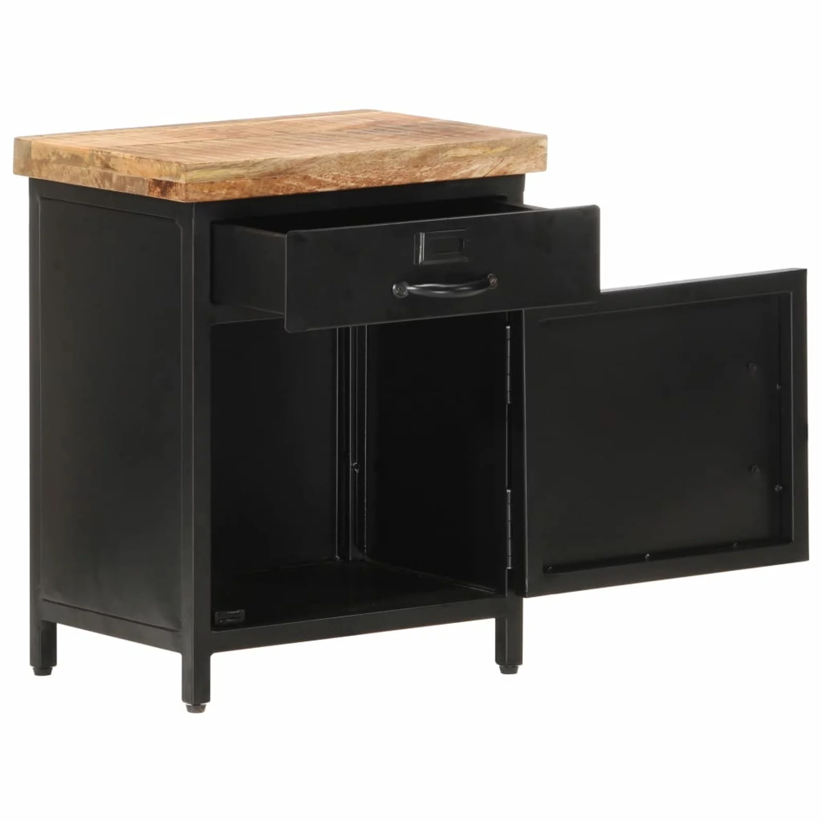 Anself Bedside Cabinet with Storage Drawer Mango Wood Nightstand Sofa and Couch End Side Table Iron Frame for Bedroom, Living Room, Home Furniture Decor 15.7 x 11.8 x 20.5 Inches (W x D x H)