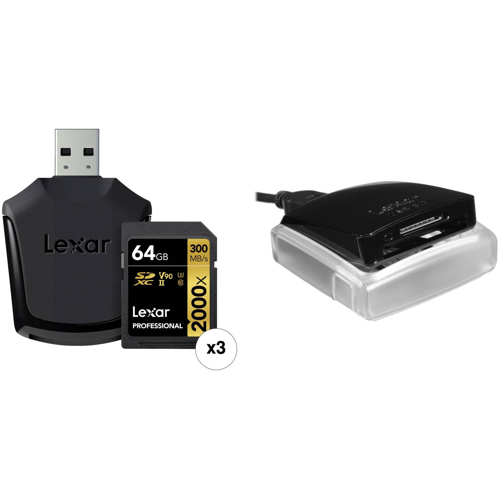 Lexar LSD64GCBNA2000R Professional 2000X 64GB SDXC UHS-II Memory Card