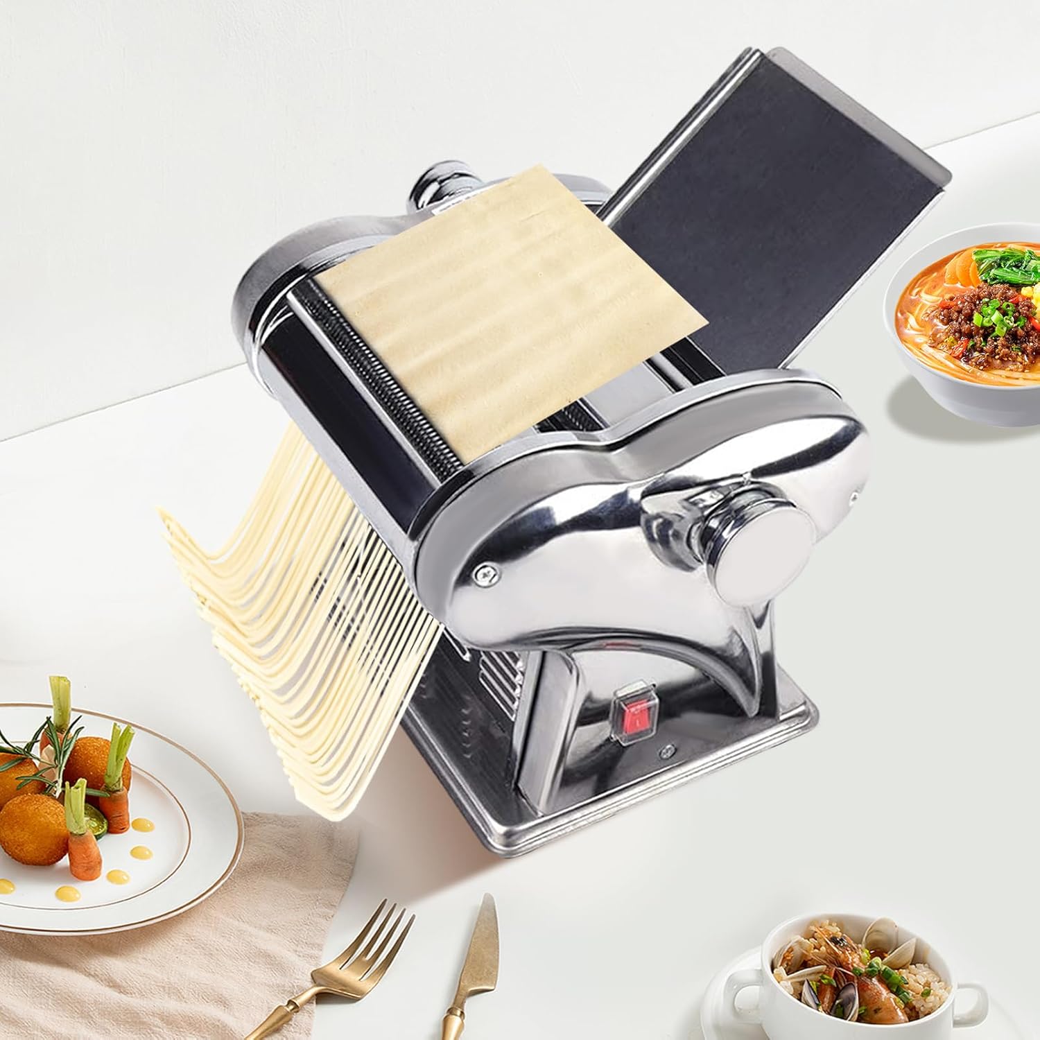 Commercial Electric Dough Roller Sheeter Noodle Pasta Maker Machine Stainless