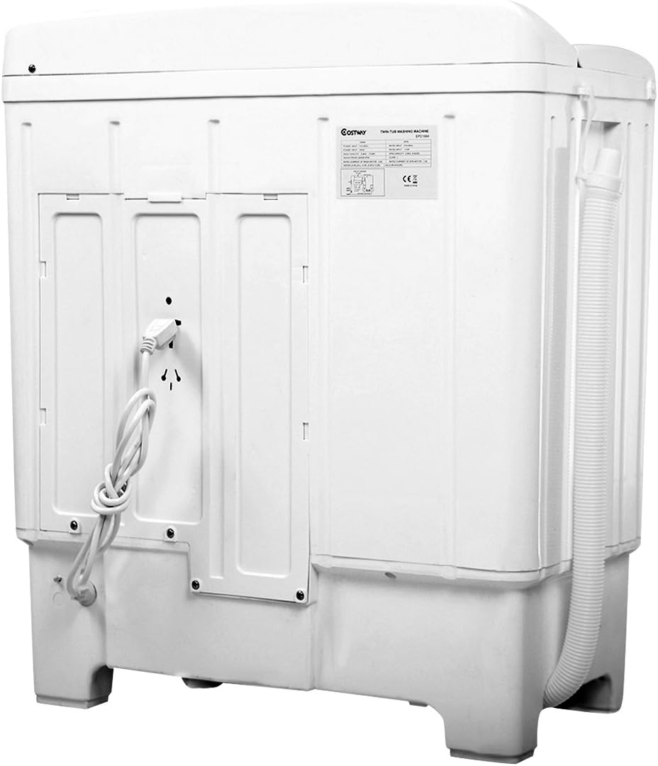 Casart Portable Mini Compact Twin Tub Washing Machine 17.6lbs Washer Spain Spinner Portable Washing Machine, Blue+ White