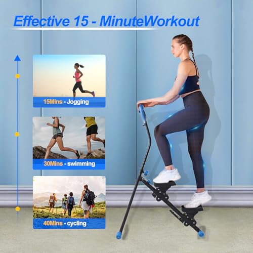 Stair Stepper for Home Vertical Climber, Foldable Full Body Exercise Aerobic Climbing Machines, Mountaineering Fitness Equipment with Adjustable Handles