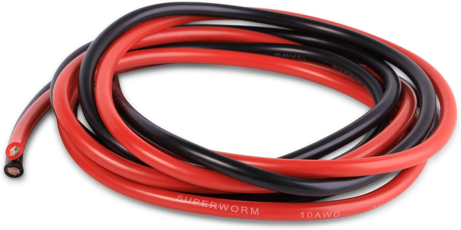 8 Gauge Silicone Wire 50 feet Super Flexible Silicone Wire 8 AWG SUPERWORM Pack of 2