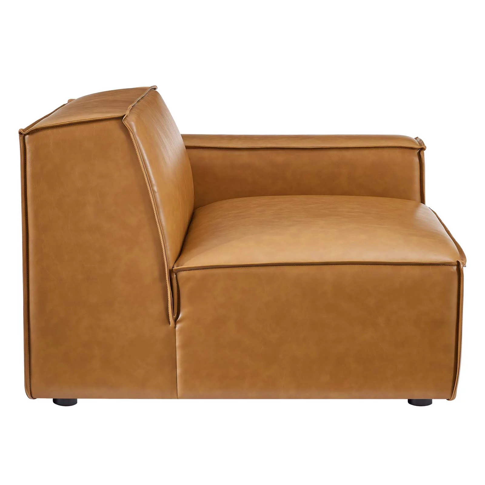 Modway Restore 5-Piece Vegan Leather Sectional Sofa in Tan