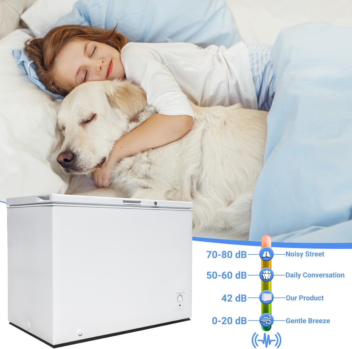 Smad Chest Freezer 10 Cu. Ft. Large Deep Freezer with Lock and Adjustable Thermostat, Low Noise, Garage Ready Chest Freezer for Home, Kitchen, and Basement, White