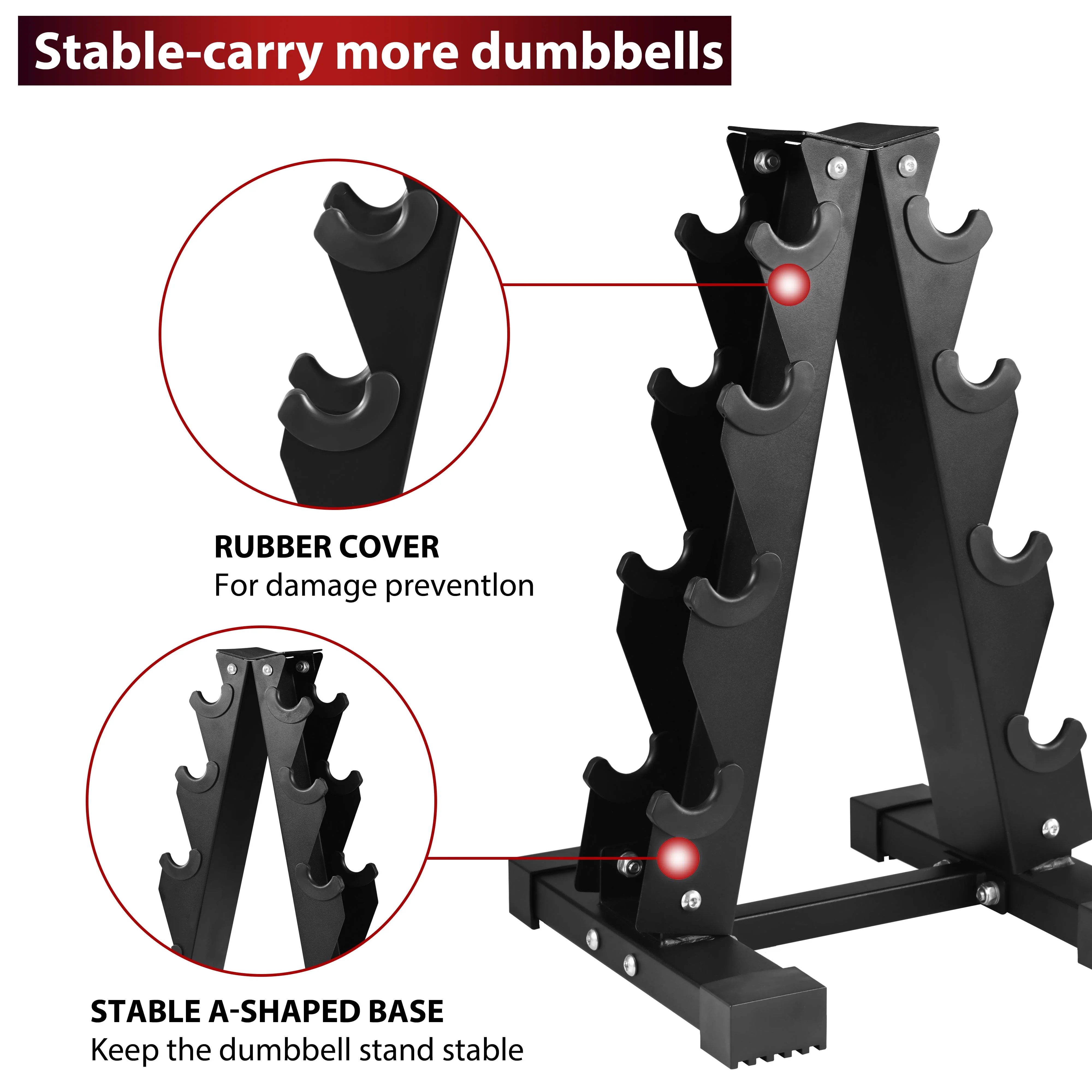 BalanceFrom 150 LB Dumbbell Set with A-Frame Rack, Pair of 5, 10, 15, 20, 25 LB