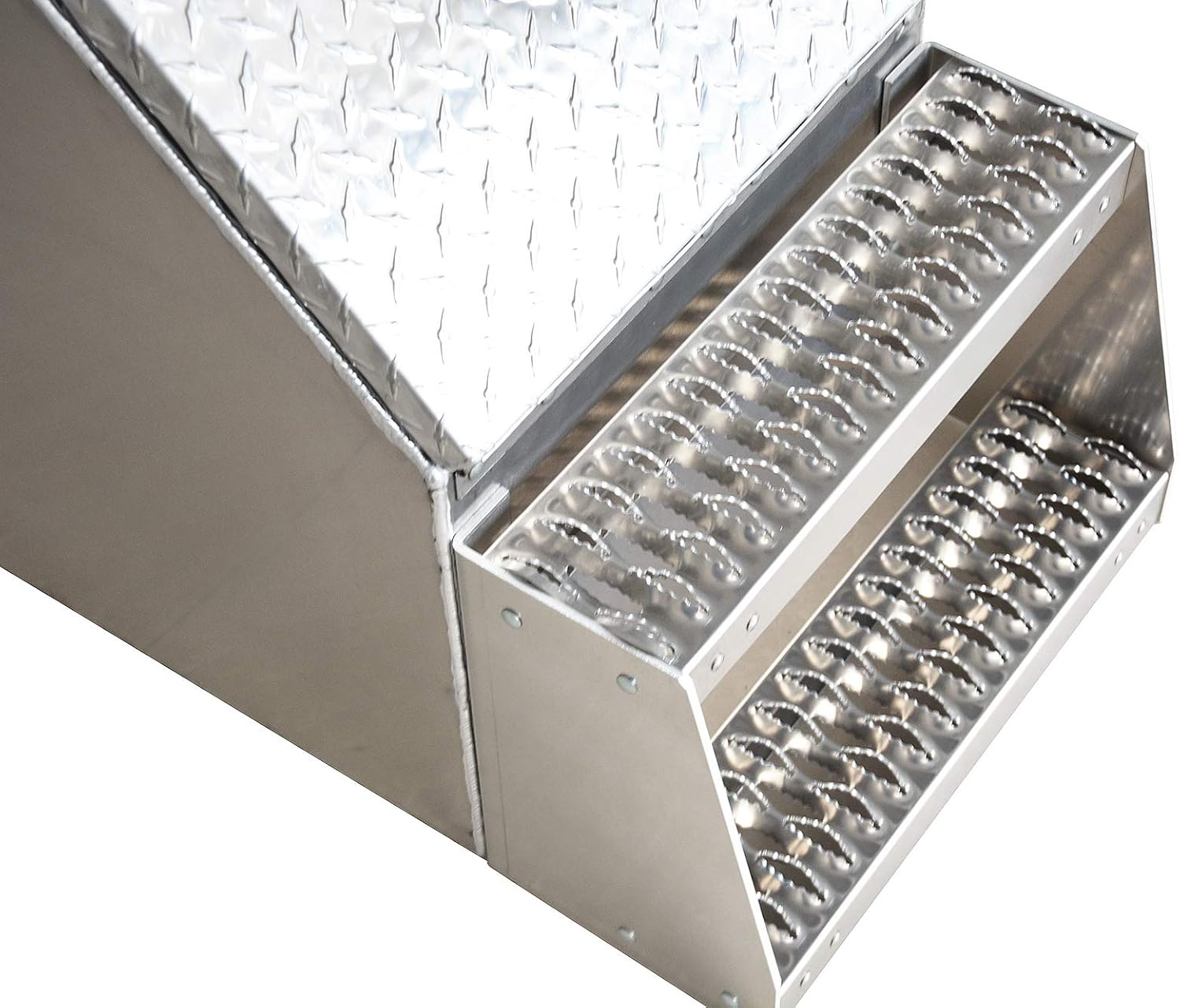 Heavy Duty Aluminum Semi Truck Side Storage Saddle Step Box / 18" L x 25" W x 28" H