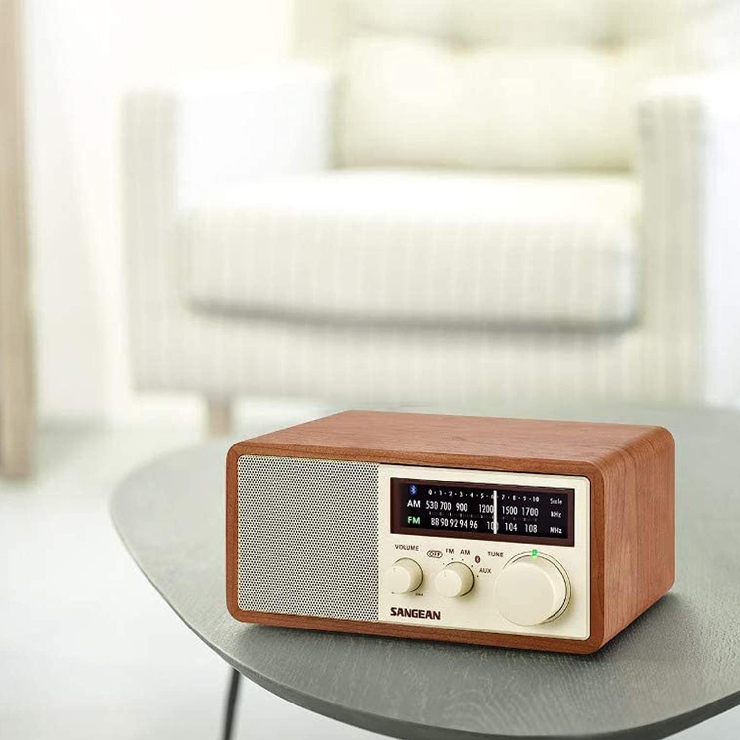 Sangean RA50562 Am and Fm Bluetooth Wooden Cabinet Radio, Multicolor