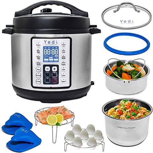 Total Package Pressure Cooker, 9-in-1 Digital Screen, with Endless Recipes, and Deluxe Accessory Kit by Yedi Houseware (6 QT)