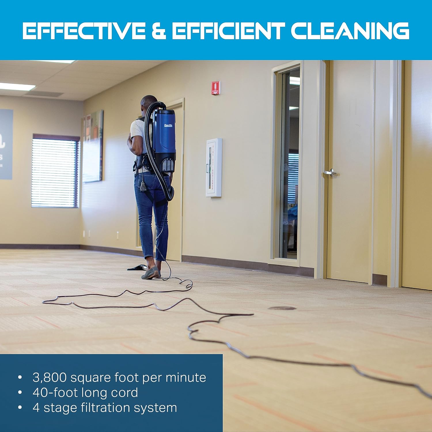 Powr-Flite Pro-Lite Backpack Vacuum Commercial Grade 4-Quart Canister Vacuum Cleaner, Portable Vacuum with Tool Kit, BP4S