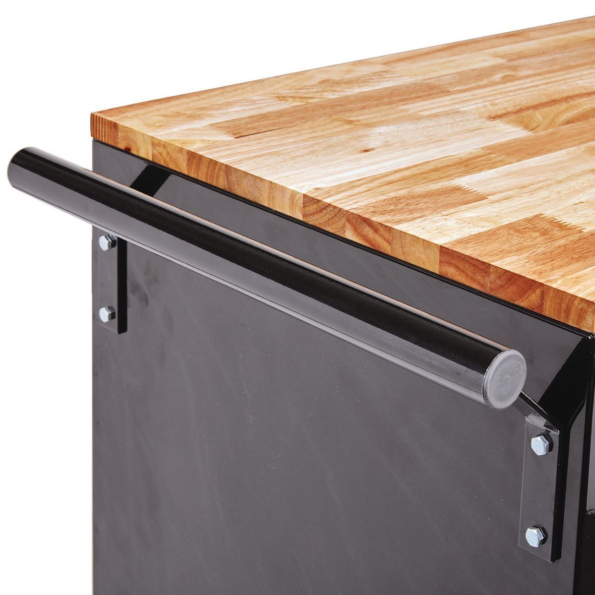 YUKON 46 in. Mobile Workbench with Solid Wood Top, Red