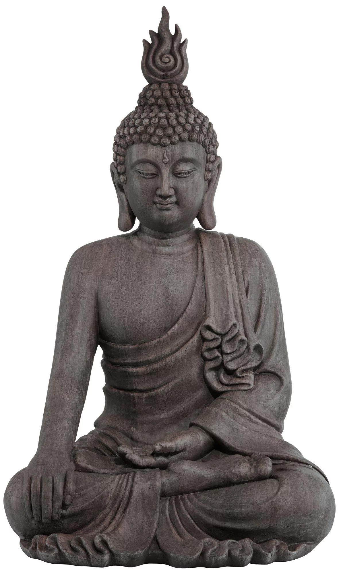 John Timberland Large Sitting Buddha Statue Sculpture Zen Asian Garden Decor Indoor Outdoor Front Porch Stone Gray Finish 42" Tall