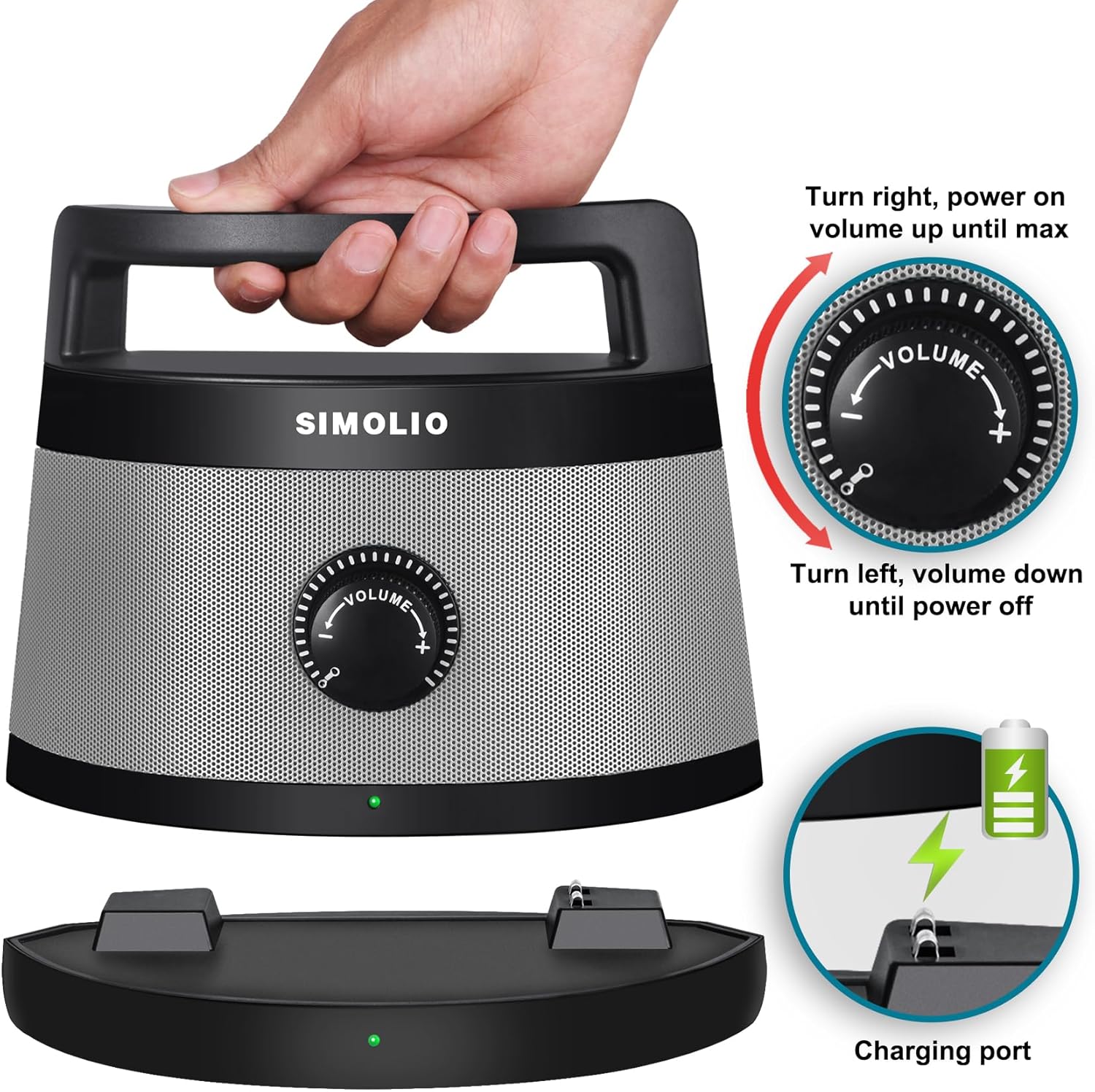 SIMOLIO Wireless Speakers for TV, Portable, Assistive, Clarifying Dialog TV Speaker for Hard of Hearing & Seniors, Gifts for Elderly, Compatible with Optical/RCA/Headphone Ported TV, No Delay, SM621D