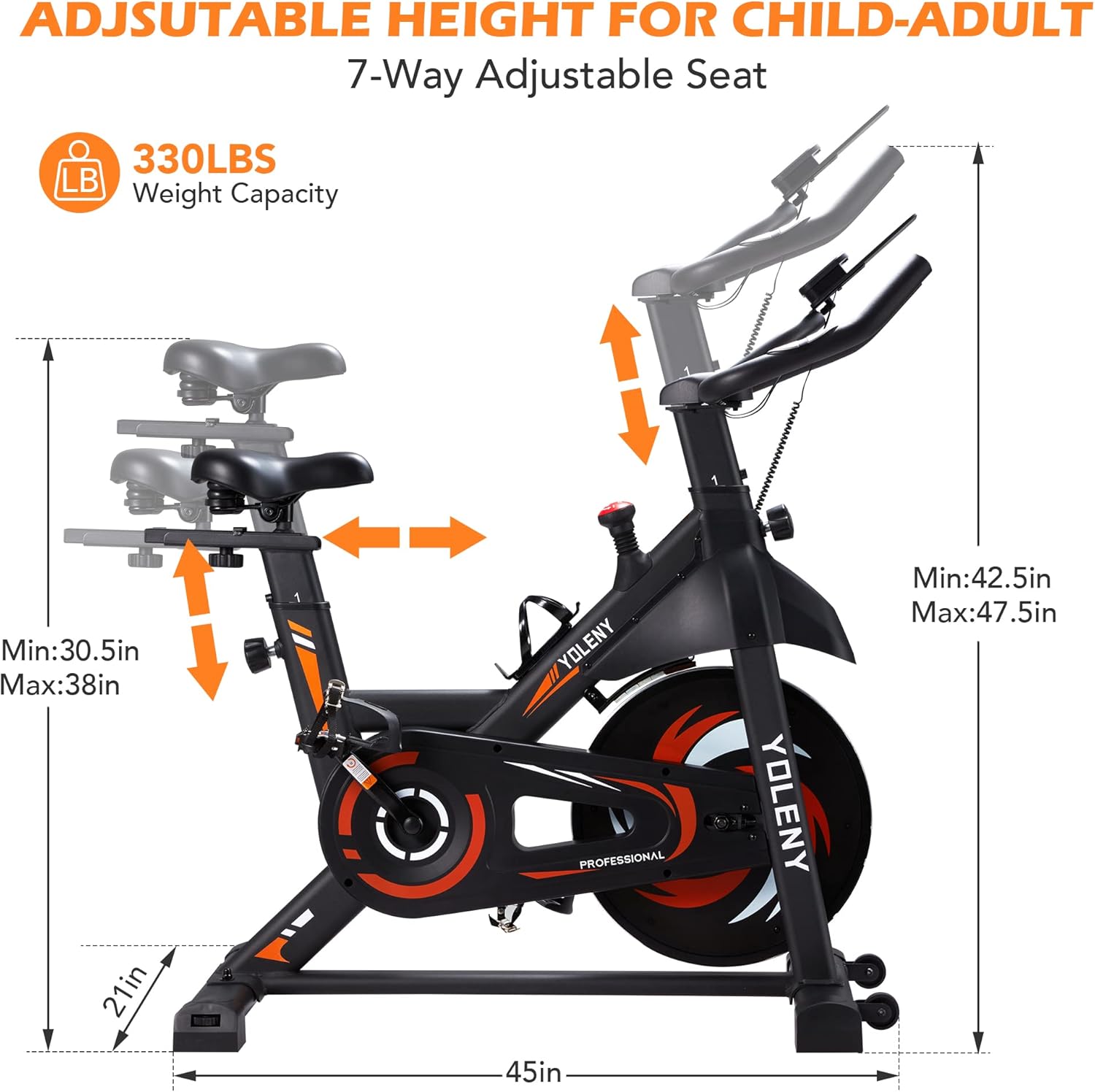 Erinnyees Exercise Bike, Stationary Bikes for Home Gym Cardio Fitness, Training Bike with Magnetic Resistance Whisper Quiet for Home Cardio Workout Heavy Flywheel & Comfortable Seat Cushion with Digital Monitor