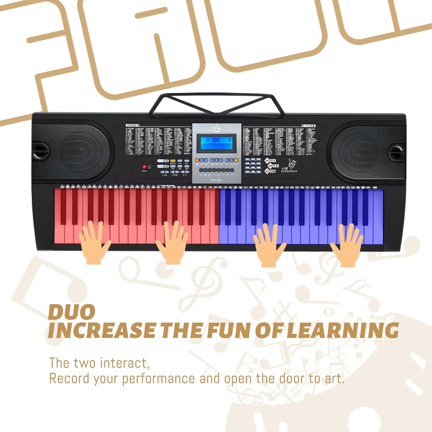 AODSK 61 Key Keyboard Piano With LCD Display Kit for Beginner Professional,with 255 Sounds,Microphone,3.5mm Audio Cable and 24 Demo Songs