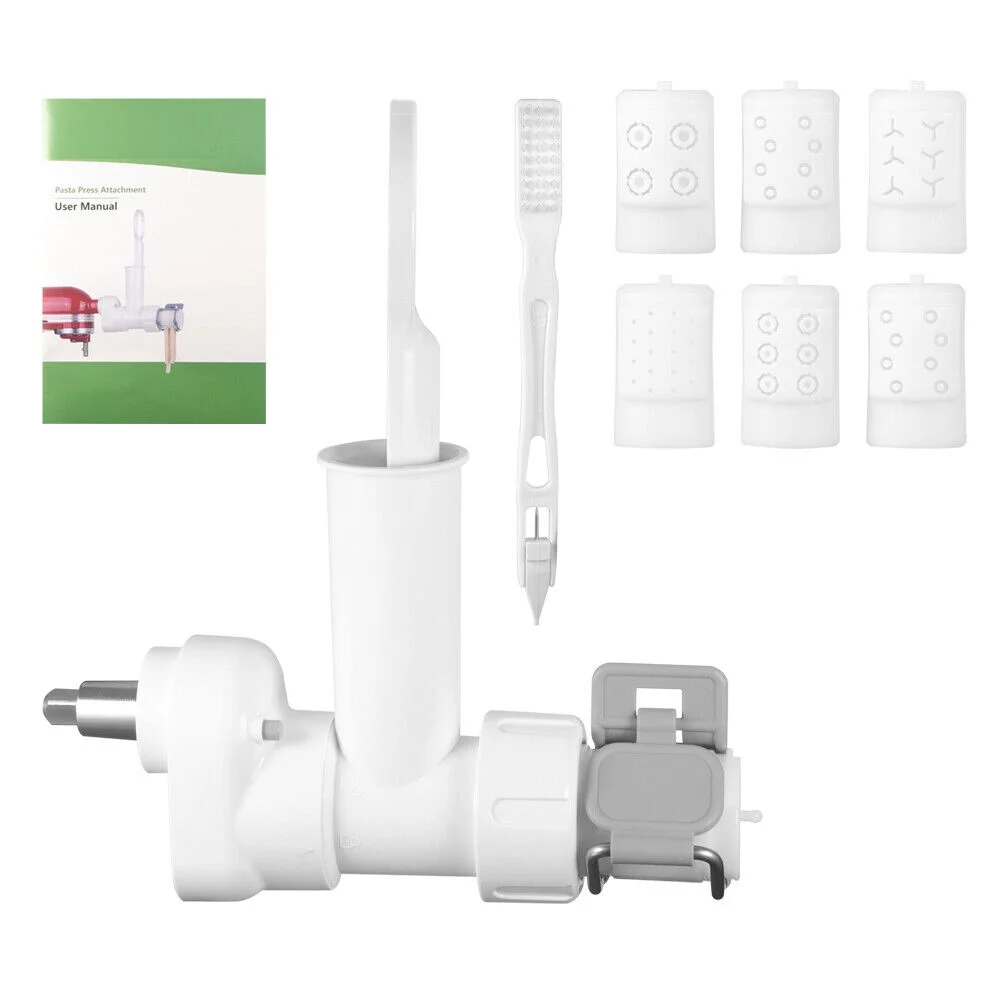 KingFurt 6X Pasta Roller & Food Meat Grinder Attachment- Automatic Spaghetti Noodle Maker for KitchenAid Mixers - White