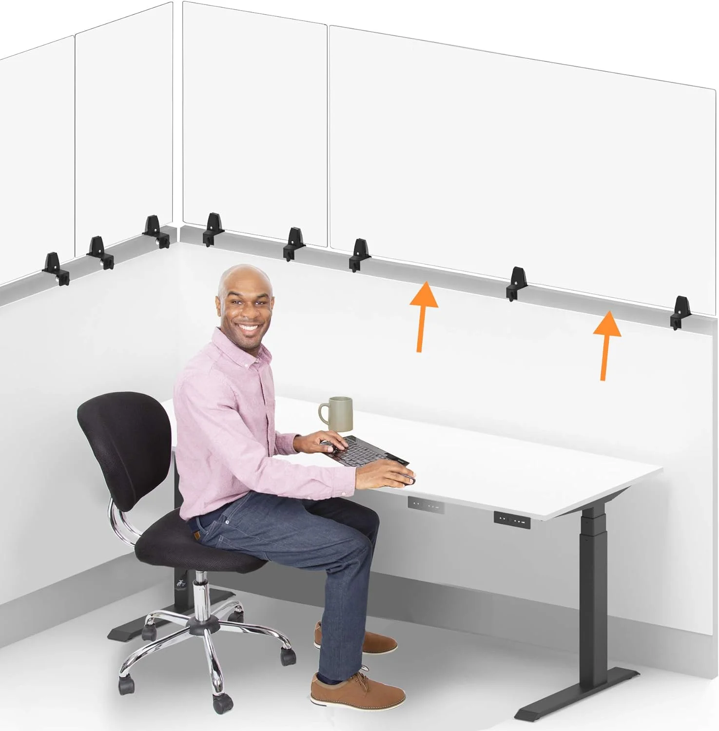 Clear Cubicle Wall Extender | Single 60 In X 30 In Panel | Clamp On Shield & Sneeze Guard | Portable Desk Divider For Desk Walls & Cubicles | For Offices, Libraries & More