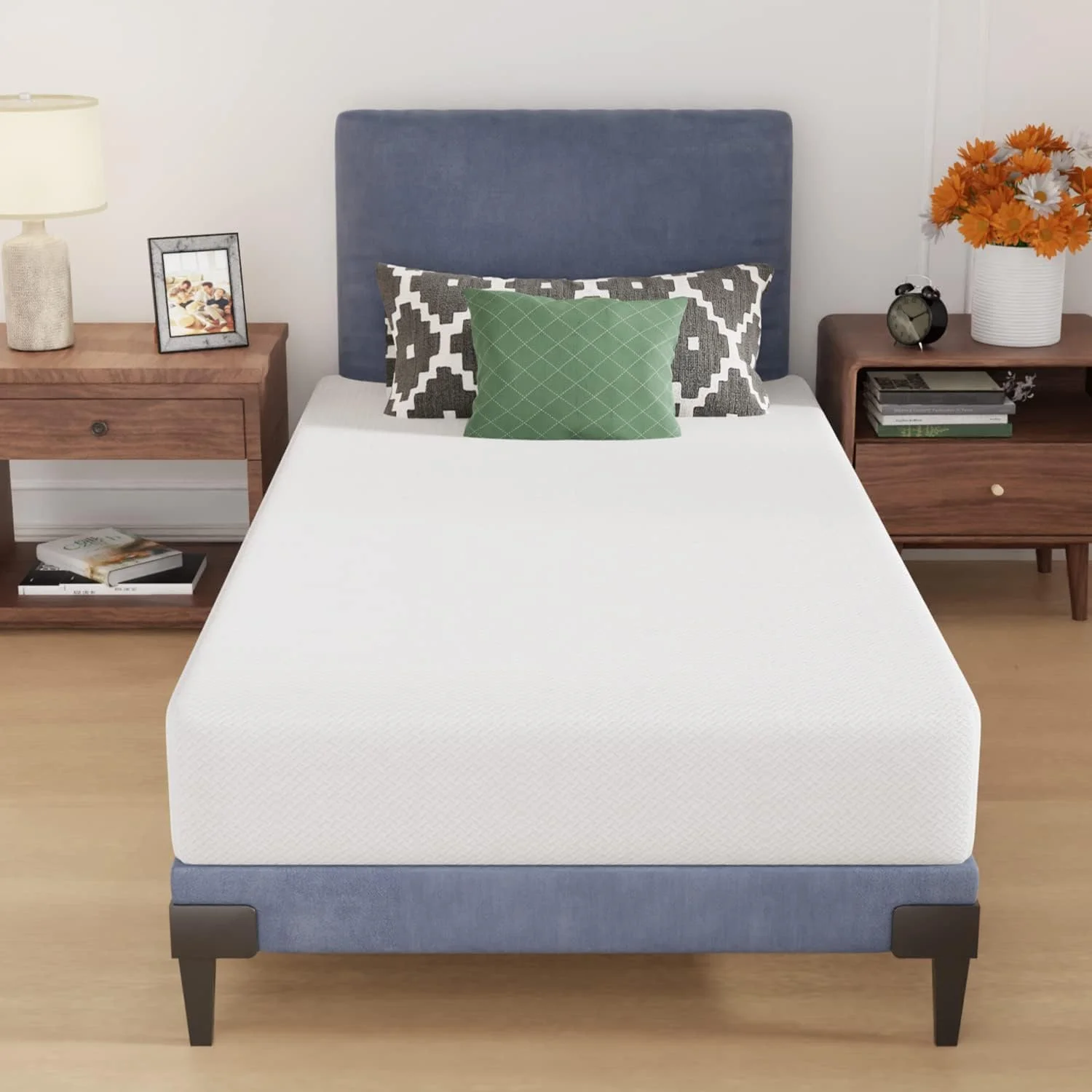 CL.HPAHKL 5/6/8/10/12inch Twin Size Base Foam Mattress, Medium Firm Mattresses for a Cool Sleep & Pressure Relief, CertiPUR-US Certified Bed-in-a-Box （White）
