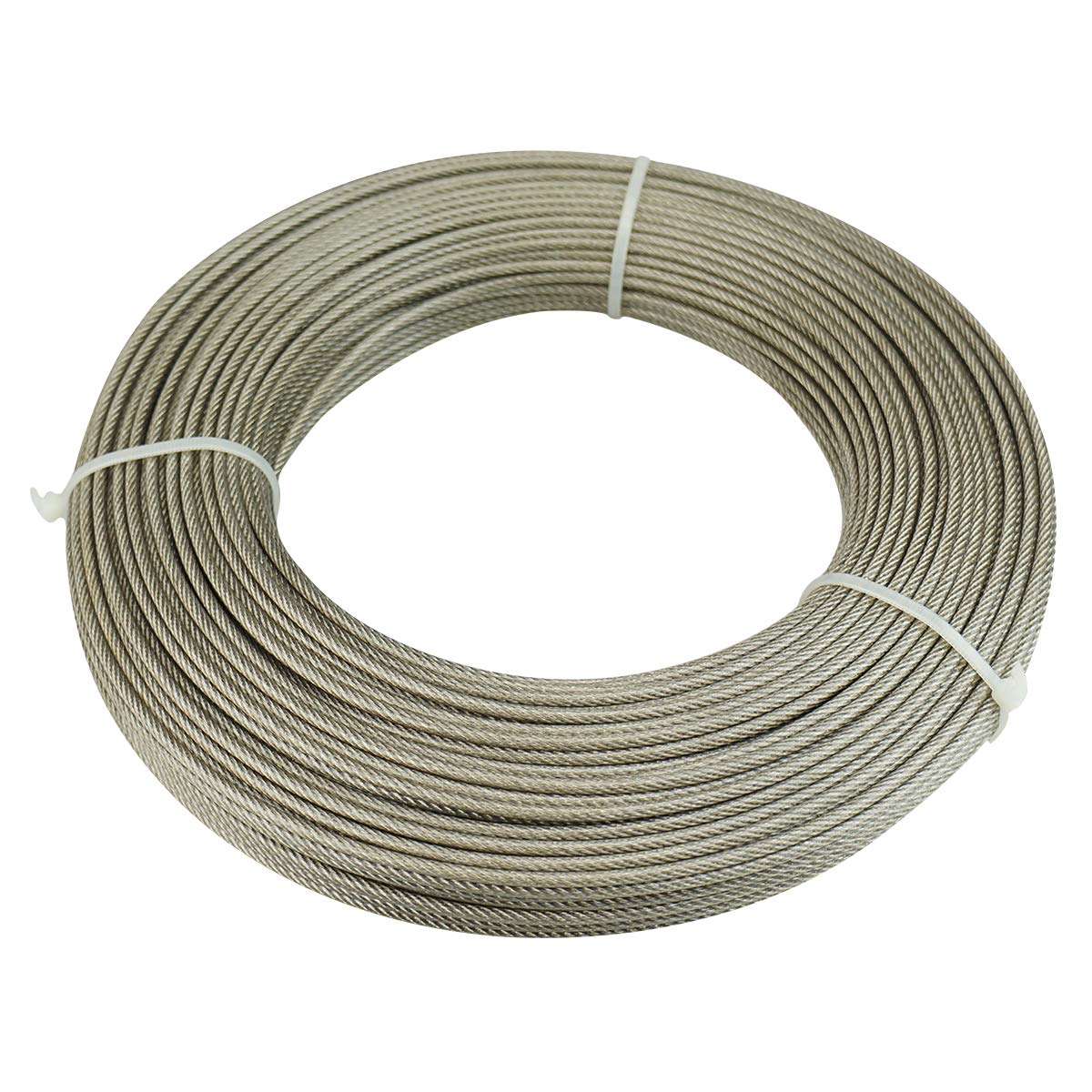Muzata 165 Feet Wire Rope Crystal Vinyl Coated Galvanized Steel 3/16 Thru 1/4 Aircraft Cable for Railing Decking Stair Balustrade DIY,7x7 Strand WR20, WP1 WC1