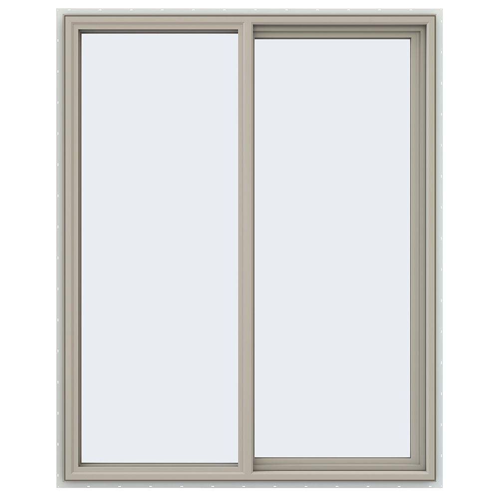 JELD-WEN 47.5 in. x 59.5 in. V-4500 Series Desert Sand Vinyl Right-Handed Sliding Window with Fiberglass Mesh Screen CX6390