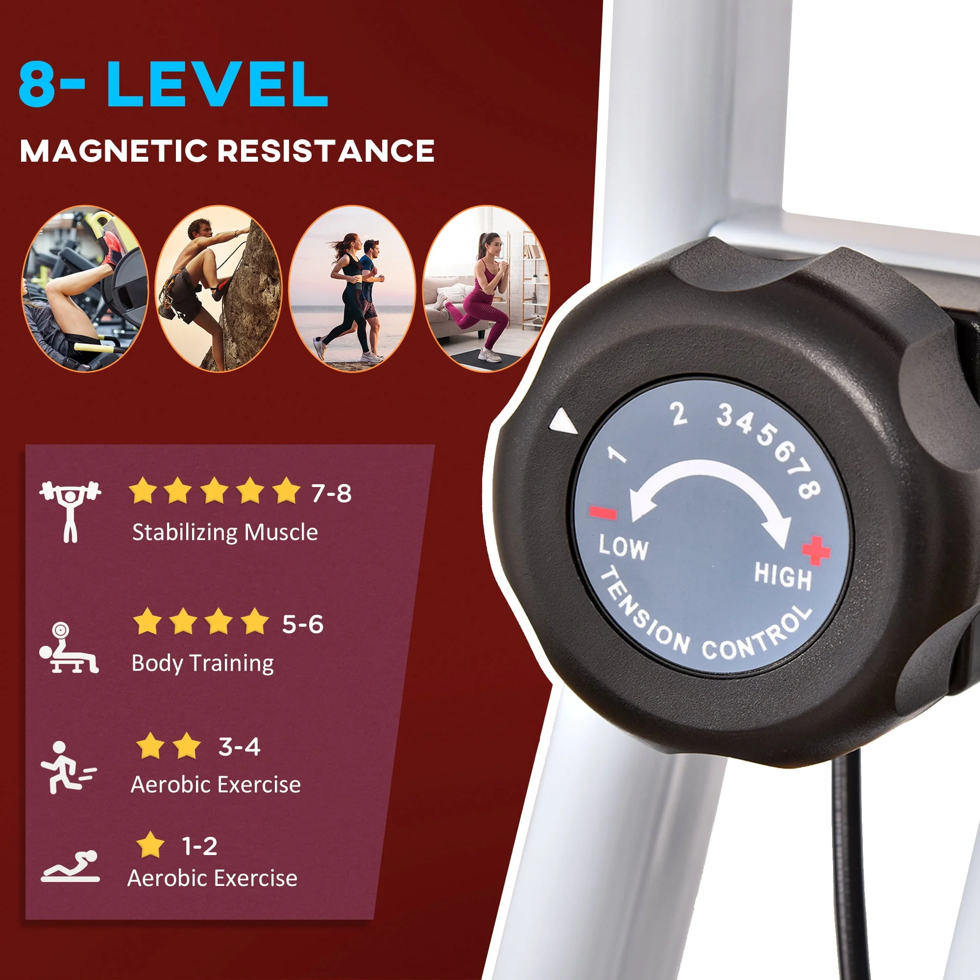 Soozier Folding Upright Training Stationary Indoor Bike with 8 Levels of Magnetic Resistance for Aerobic Exercise