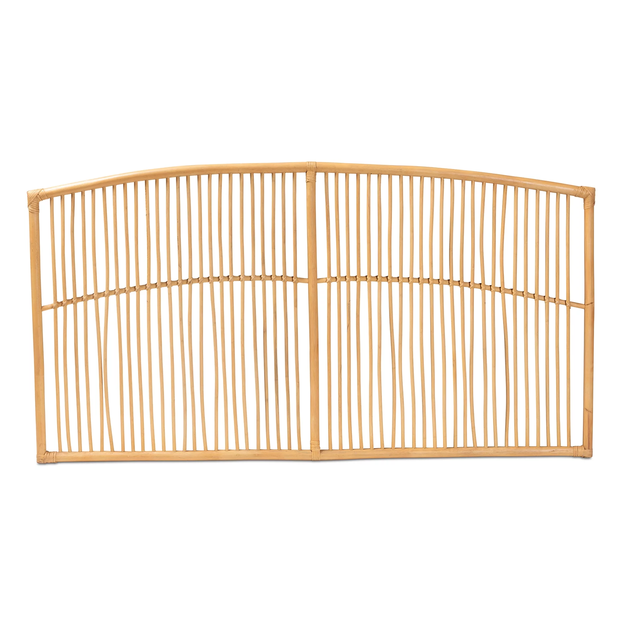 bali & pari Malvina Modern Bohemian Natural Brown Rattan Queen Size Wall-Mount Headboard