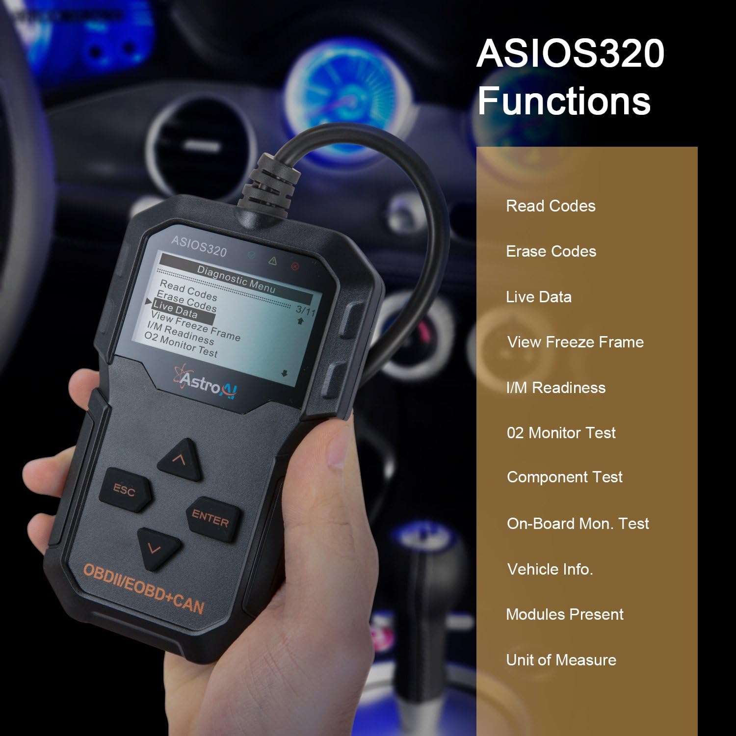 AstroAI OBD2 Scanner, OS320 OBD II Auto Check Engine Code Reader Car Diagnostic Tool Automotive Vehicle Scanner, Black Pack of 2
