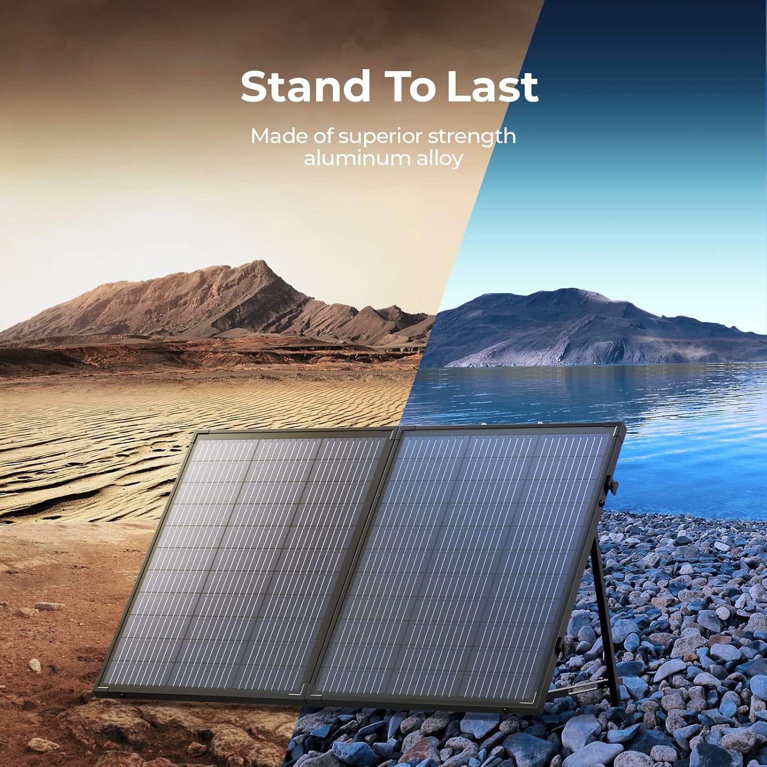 BougeRV 120W Lighter Portable Solar Panel, Monocrystalline Foldable Waterproof Solar Panel Suitcase with Built-in Kickstand for Generator Power Station, RV, Camping Off-Grid (with Protective case)