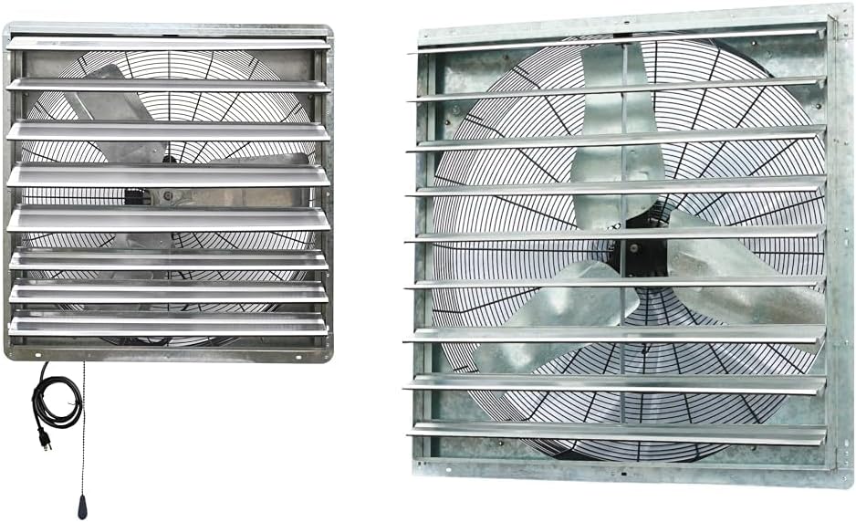 iLiving 30" & 36" Wall Mounted Shutter Exhaust Fans - Thermostat Control & Single Speed - Ventilation For Home Attic, Shed, Garage - 5088 & 6128 CFM