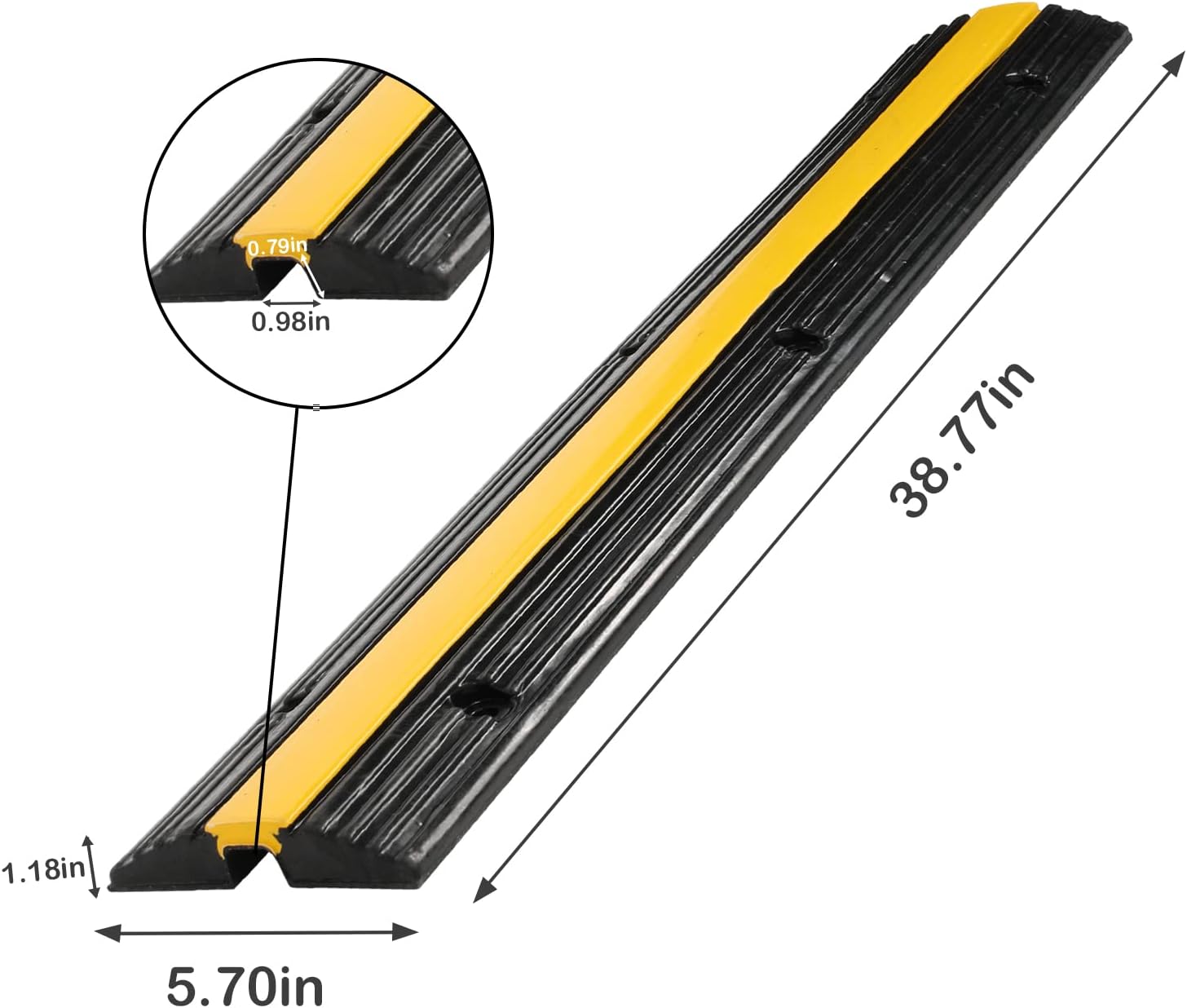 4 Pack of 1 Channel Cable Ramp Hose Protector Ramps Rubber Cable Protector Ramp Heavy Duty Speed Bumps for Wire Hose Pipe Hider Driveway &Indoor Pack of 2